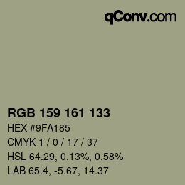 Color code: RGB 159 161 133 | qconv.com