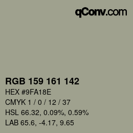 Farbcode: RGB 159 161 142 | qconv.com