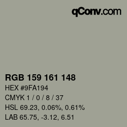 カラーコード: RGB 159 161 148 | qconv.com