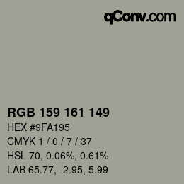 Color code: RGB 159 161 149 | qconv.com