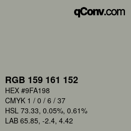 カラーコード: RGB 159 161 152 | qconv.com