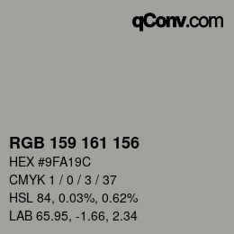 Color code: RGB 159 161 156 | qconv.com
