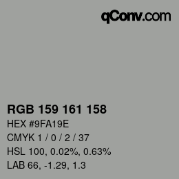 カラーコード: RGB 159 161 158 | qconv.com