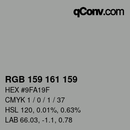 Color code: RGB 159 161 159 | qconv.com