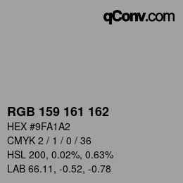 カラーコード: RGB 159 161 162 | qconv.com