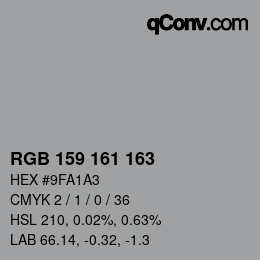 カラーコード: RGB 159 161 163 | qconv.com