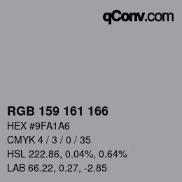 Color code: RGB 159 161 166 | qconv.com