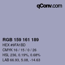 颜色代码: RGB 159 161 189 | qconv.com