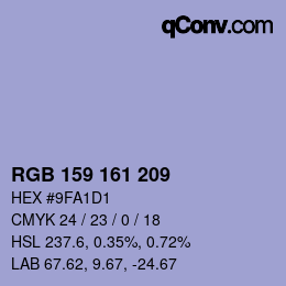 Farbcode: RGB 159 161 209 | qconv.com