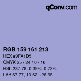 カラーコード: RGB 159 161 213 | qconv.com