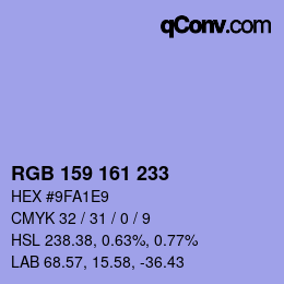 カラーコード: RGB 159 161 233 | qconv.com