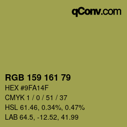 Farbcode: RGB 159 161 79 | qconv.com