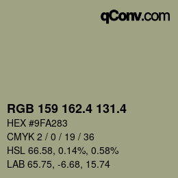 カラーコード: RGB 159 162.4 131.4 | qconv.com