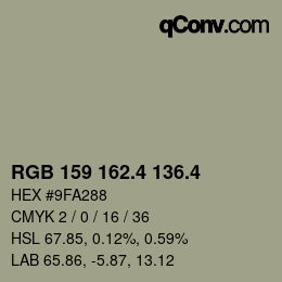カラーコード: RGB 159 162.4 136.4 | qconv.com