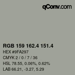 カラーコード: RGB 159 162.4 151.4 | qconv.com