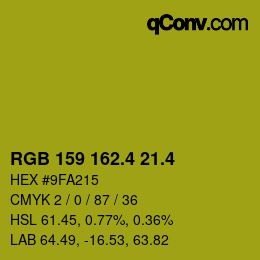 カラーコード: RGB 159 162.4 21.4 | qconv.com