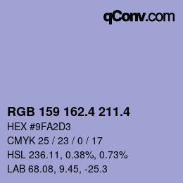 カラーコード: RGB 159 162.4 211.4 | qconv.com