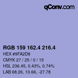 カラーコード: RGB 159 162.4 216.4 | qconv.com