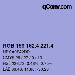 カラーコード: RGB 159 162.4 221.4 | qconv.com