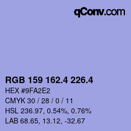 カラーコード: RGB 159 162.4 226.4 | qconv.com