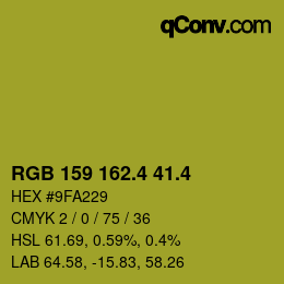 カラーコード: RGB 159 162.4 41.4 | qconv.com