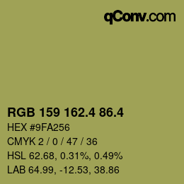 カラーコード: RGB 159 162.4 86.4 | qconv.com