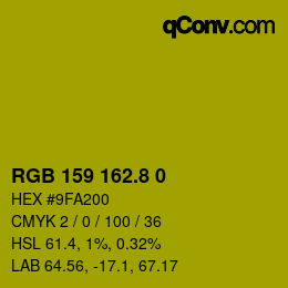 カラーコード: RGB 159 162.8 0 | qconv.com