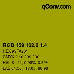 カラーコード: RGB 159 162.8 1.4 | qconv.com