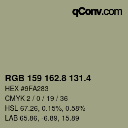 カラーコード: RGB 159 162.8 131.4 | qconv.com
