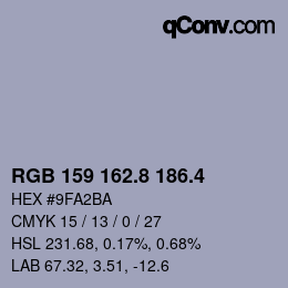 カラーコード: RGB 159 162.8 186.4 | qconv.com