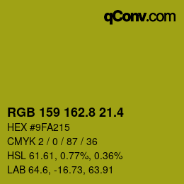 カラーコード: RGB 159 162.8 21.4 | qconv.com