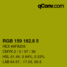 カラーコード: RGB 159 162.8 5 | qconv.com