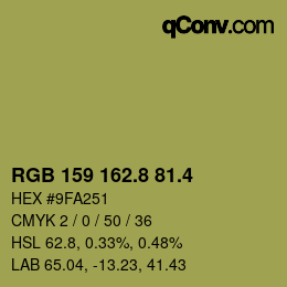 カラーコード: RGB 159 162.8 81.4 | qconv.com
