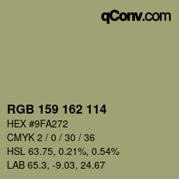 カラーコード: RGB 159 162 114 | qconv.com