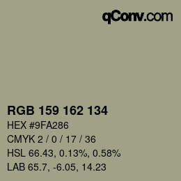 Color code: RGB 159 162 134 | qconv.com