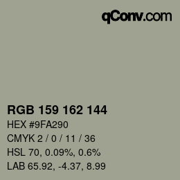 カラーコード: RGB 159 162 144 | qconv.com