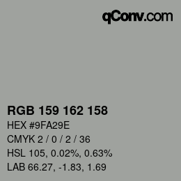 カラーコード: RGB 159 162 158 | qconv.com