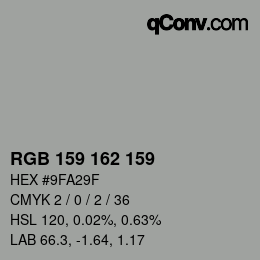 颜色代码: RGB 159 162 159 | qconv.com