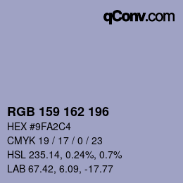 Color code: RGB 159 162 196 | qconv.com