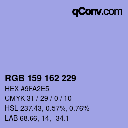カラーコード: RGB 159 162 229 | qconv.com