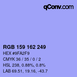 Color code: RGB 159 162 249 | qconv.com