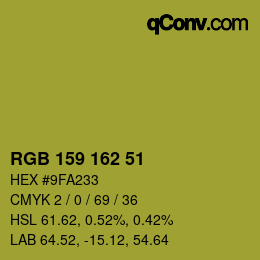 Color code: RGB 159 162 51 | qconv.com