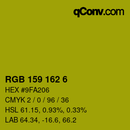 颜色代码: RGB 159 162 6 | qconv.com