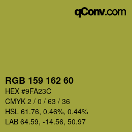 カラーコード: RGB 159 162 60 | qconv.com