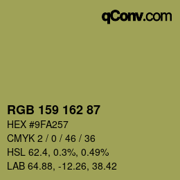 カラーコード: RGB 159 162 87 | qconv.com