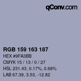 カラーコード: RGB 159 163 187 | qconv.com