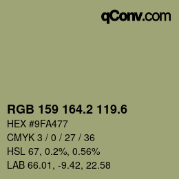 カラーコード: RGB 159 164.2 119.6 | qconv.com