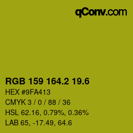 カラーコード: RGB 159 164.2 19.6 | qconv.com
