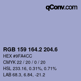 カラーコード: RGB 159 164.2 204.6 | qconv.com