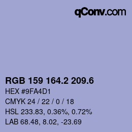 カラーコード: RGB 159 164.2 209.6 | qconv.com
